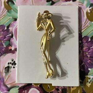 Elegant Gold-Toned Woman Brooch